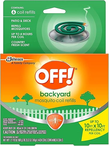OFF! Repuestos de bobina de mosquitos para patio y áreas exteriores de patio trasero repelen mosquitos, 6 unidades (paquete de 1)