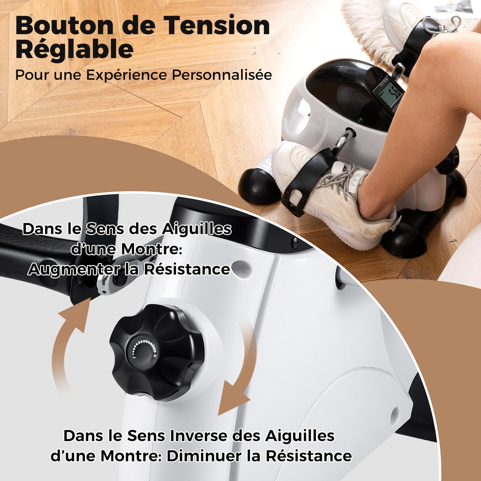 COSTWAY Pedalier d'Appartement sous Bureau, Mini Vélo d'Appartement avec Écran LCD pour Exercices de Pédalage, Pédales Statiques Exercice pour Seniors Équipement de Fitness Intérieur