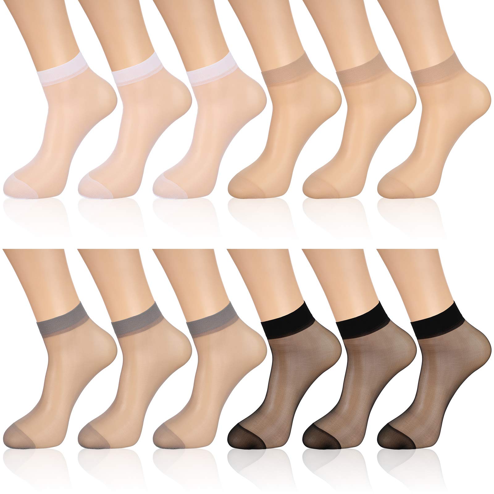 Geyoga 12 Pairs Sheer Ankle Socks