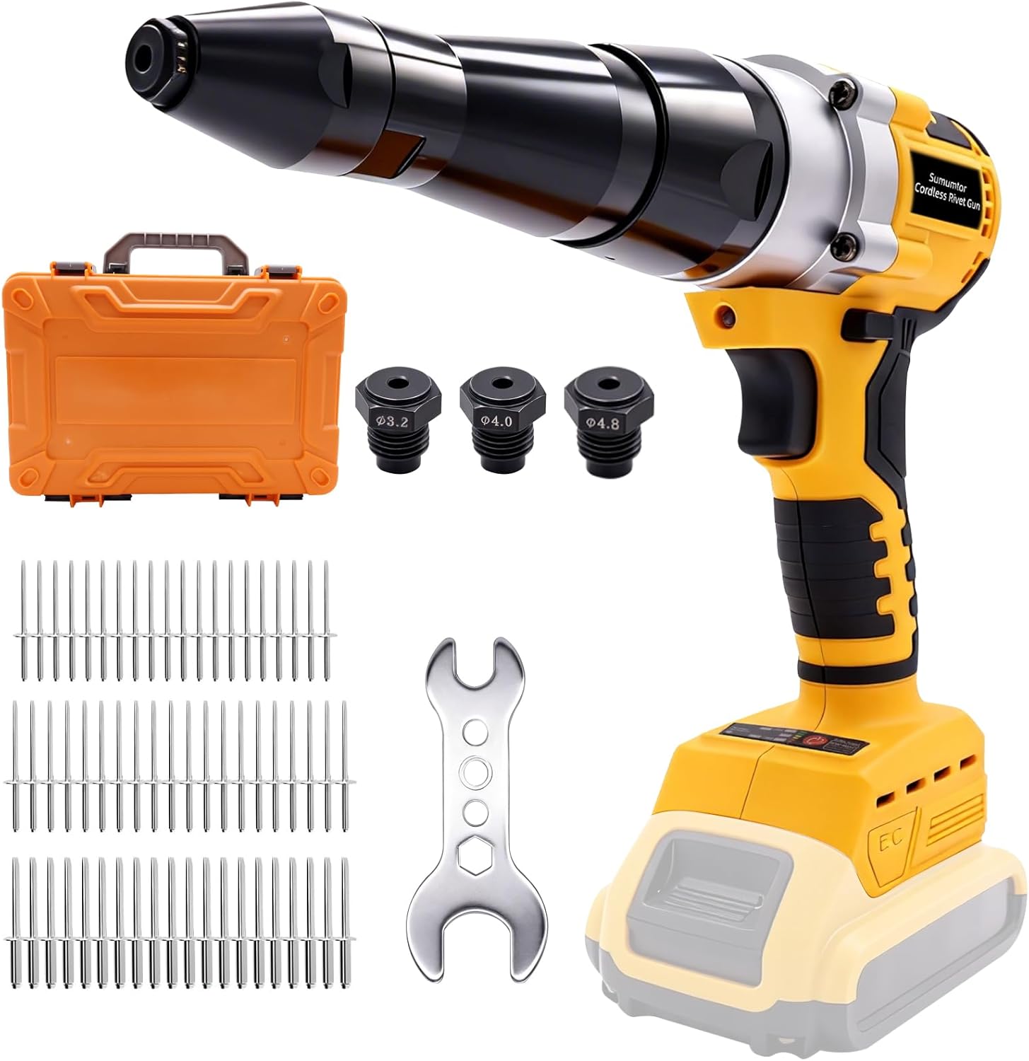 Cordless Rivet Gun Tool for Dewalt 20V Max Battery, Brushless Electric Automatic Rivet Gun with 1/8" 5/32" 3/16" Rivets & LED Light, Pop Rivet Gun Kit for Auto Repair, Construction & DIY (Tool Only)