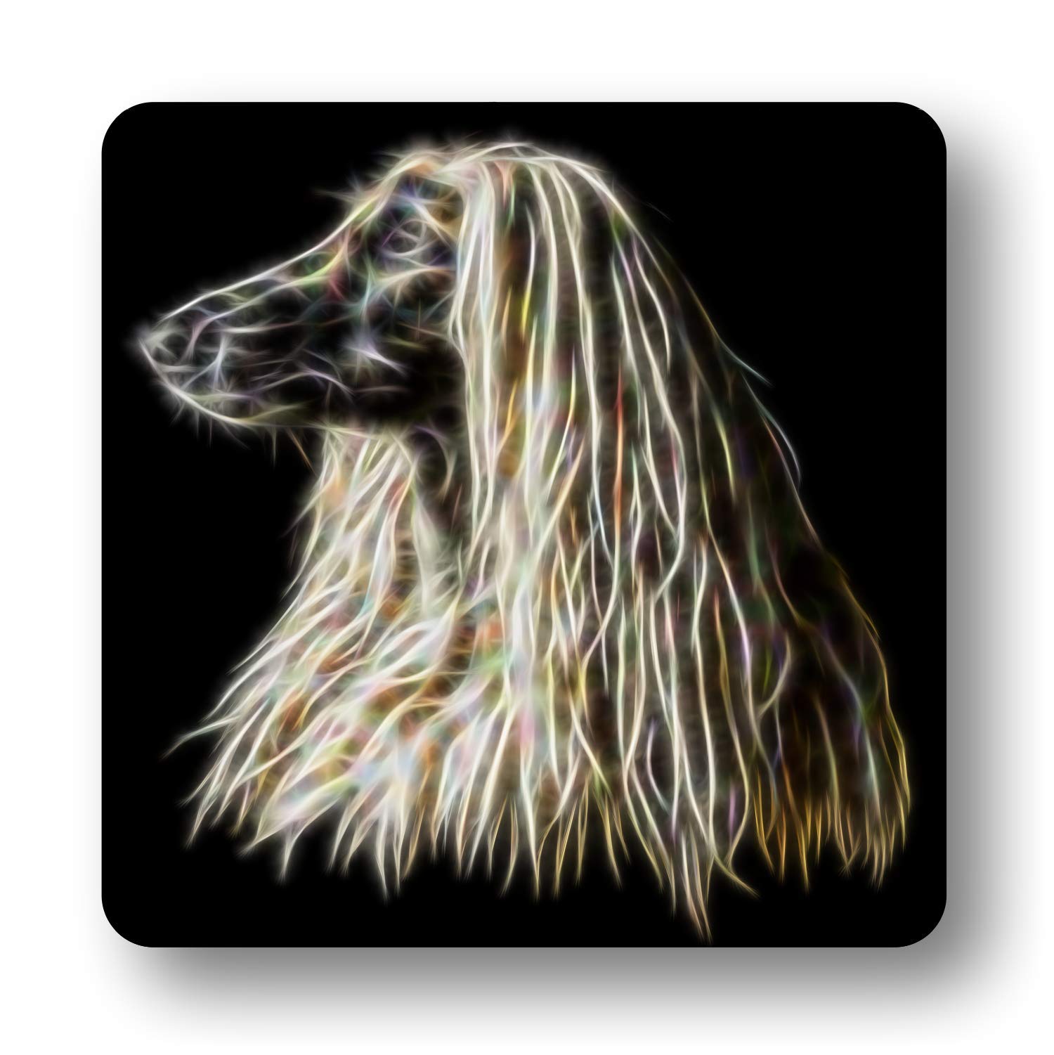 Fractal Artworks Afghan Hound Coaster with Stunning Fractal Art Design #1-1