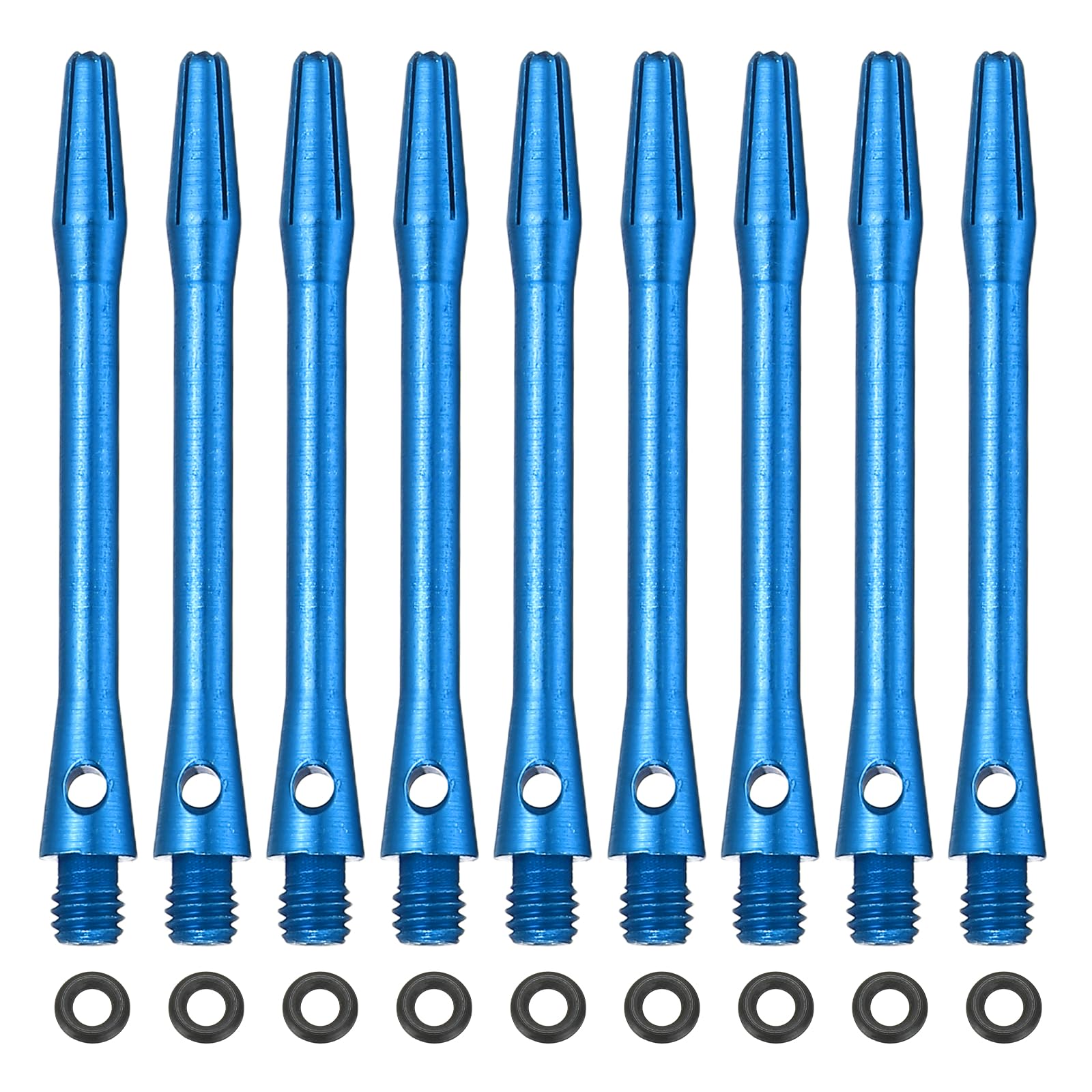 YELARXI Dart Shafts for Steel Tip, Medium 2BA Thread Aluminum Dart Shaft Set with Black Rubber Ring Replacement Accessories For (Darts Training/Sharpener), 48mm & 31 Set & Sky Blue