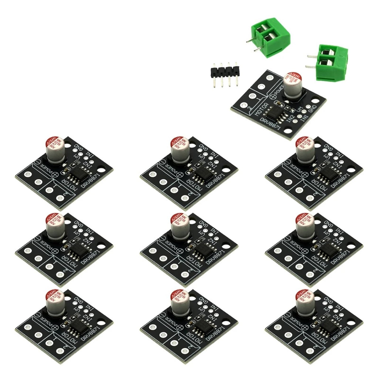 ChuFort DRV8871 Moduł sterownika silnika prądu stałego z mostkiem H 3,6 A – sterowanie PWM | 6,5 V do 45 V, wysoki prąd szczotkowany do robotyki(10PCS)