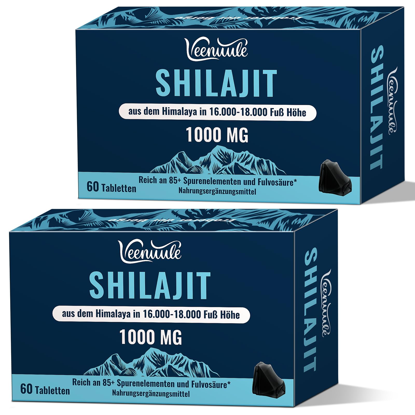 Shilajit Tabletten 30.000 mg Hochdosiert, 100 % Reines – Original Himalaya Shilajit, Reich an Fulvinsäure & 85+ Spurenelementen (60 stück (2er Pack))