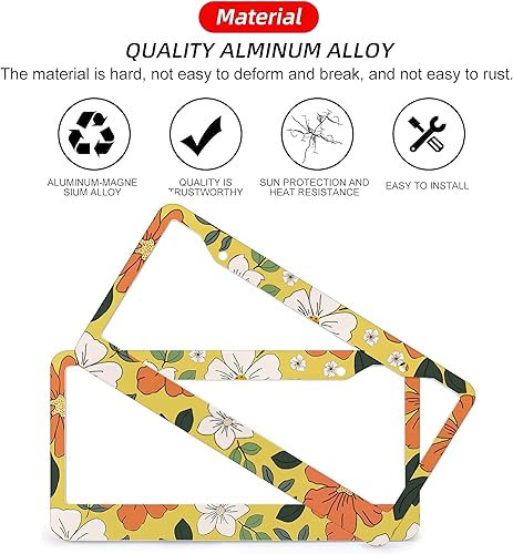 Miniatura 10 de Marcos de matrícula con bandera estadounidense, accesorios de automóvil, soportes de aluminio de metal, 2 piezas, 2 agujeros con tapas de rosca para