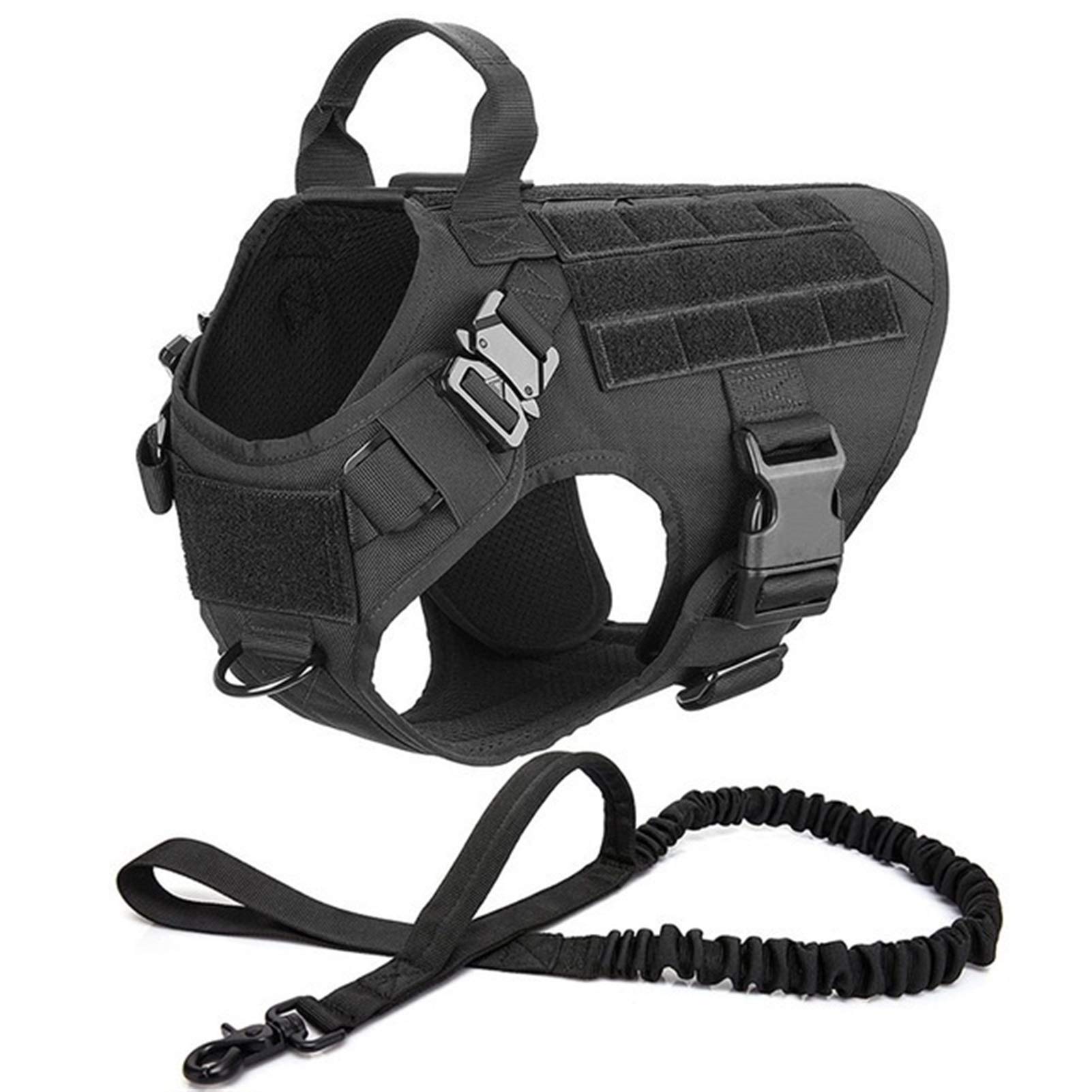 Dhgtep Black Set Dog Harness And Dog Leash Training Working Adjustable Metal Buckle Vest For Large Dogs German Shepherd (Color : Size : L)