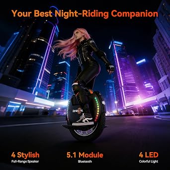 KINGSONG 18XLPRO Electric Unicycle One Wheel Self Balancing Unicycle for Adults, 37 MPH Top Speed & 40 Climbing, Smart Self-Balancing Commuter Unicycle (Black)