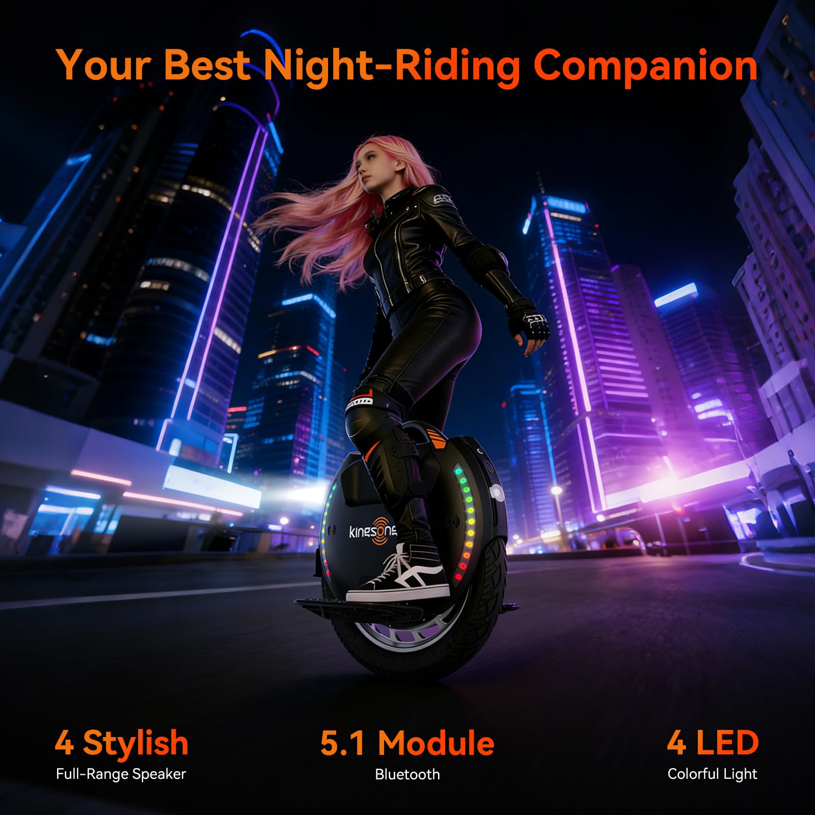 KINGSONG Elektrisches Einrader KS-18XL, Erwachsene,Schwarz, Motor 2200W, Reichweite bis zu 80km, Flansch 20km/h, Aufblasbarer 18" Reifen, Lautsprecher und Bluetooth
