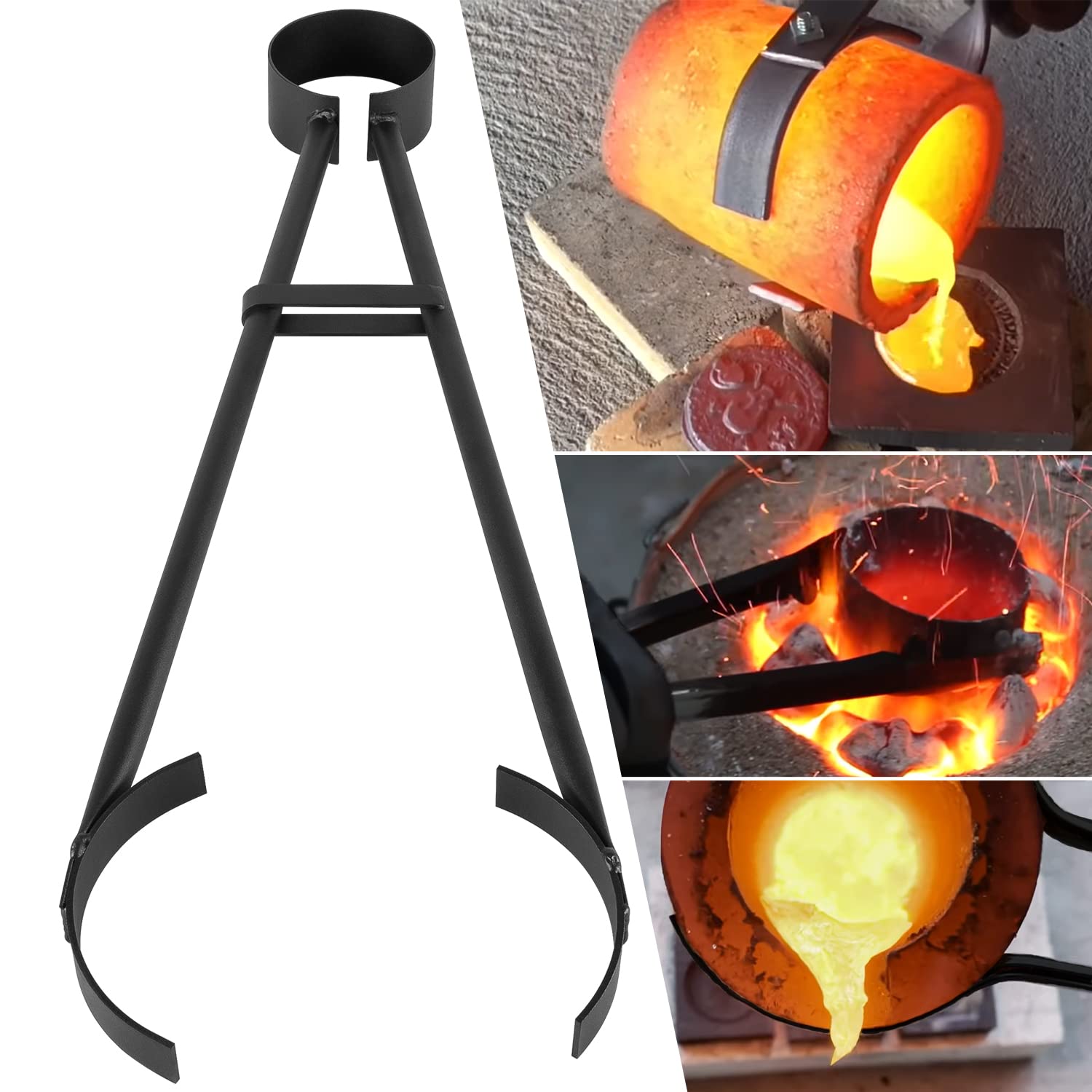 Bonbo Pince universelle robuste de 66 cm pour fonderie, creuset, support de creuset, pince universelle pour manipuler les creusets de raffinerie en graphite pour fondre, mouler, affiner l'or,