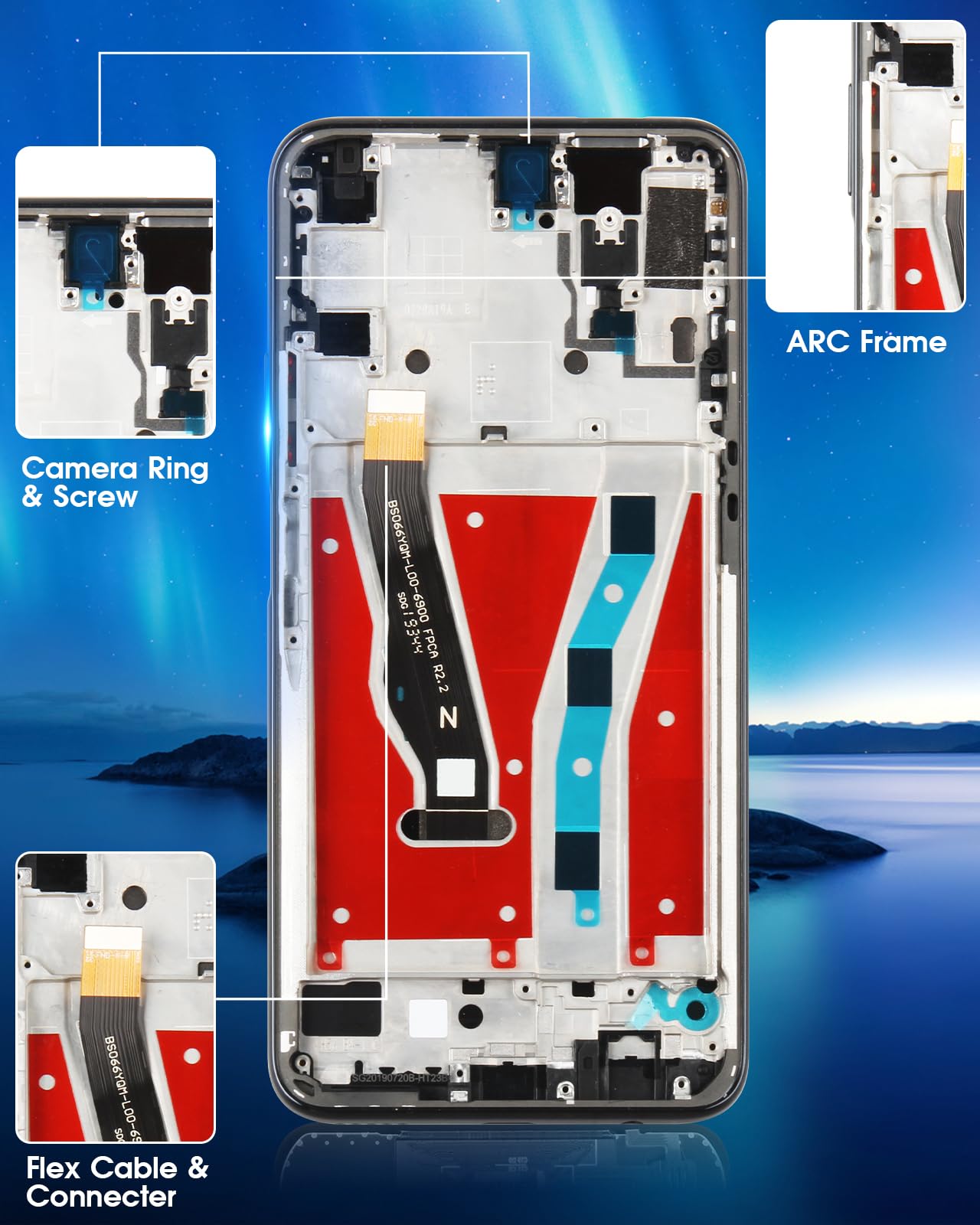 ARSSLY Schermo per Huawei P Smart Z Schermo di Ricambio per Huawei P Smart Z STK-LX1 6.59" LCD Display Touch Digitizer Completo Kit di Riparazione, Nero con Telaio