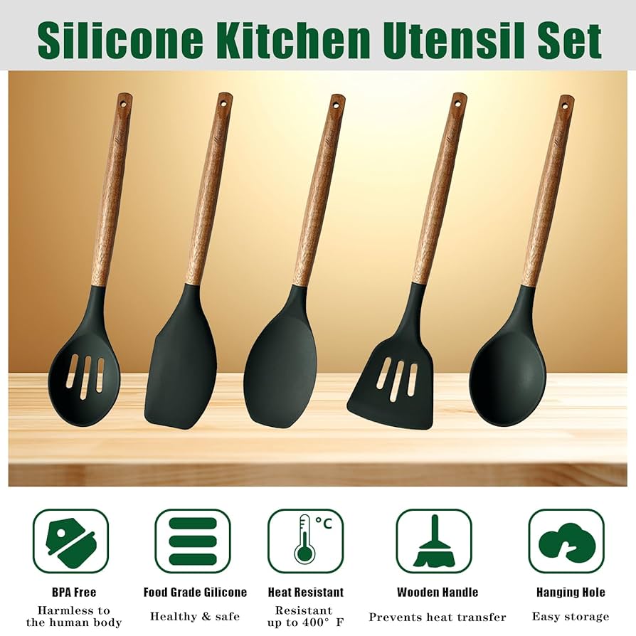 Amazon.com: Miusco Non-Stick Silicone Cooking Utensils Set