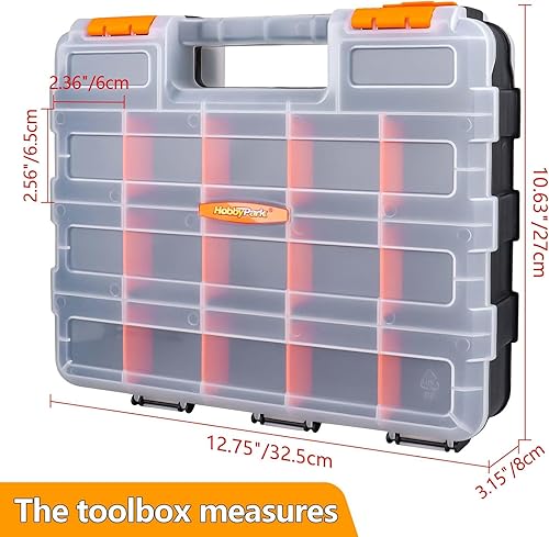 Miniatura 3 de HobbyPark Caja organizadora de hardware a control remoto, compartimentos ajustables, divisores extraíbles, plástico duradero, caja de herramientas