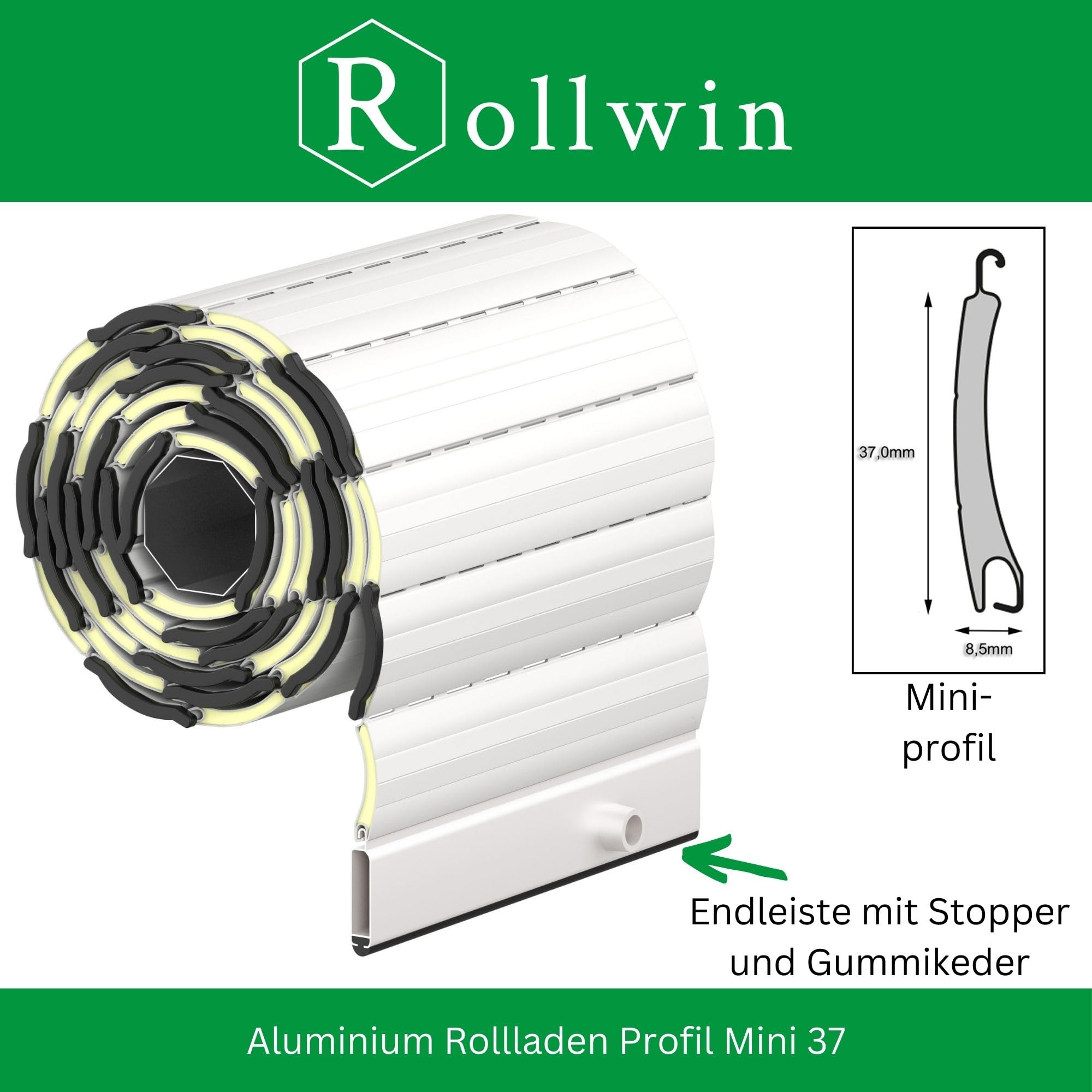 Vorbaurollladen nachrüsten - Weiß ähnl. RAL 9016 KOMPLETTES SYSTEM - 170mm Aluminium Rolladenkasten Eckig mit Gurtwickler und Rolladenführungschienen DEUTSCHE Produktion zum Einbauen