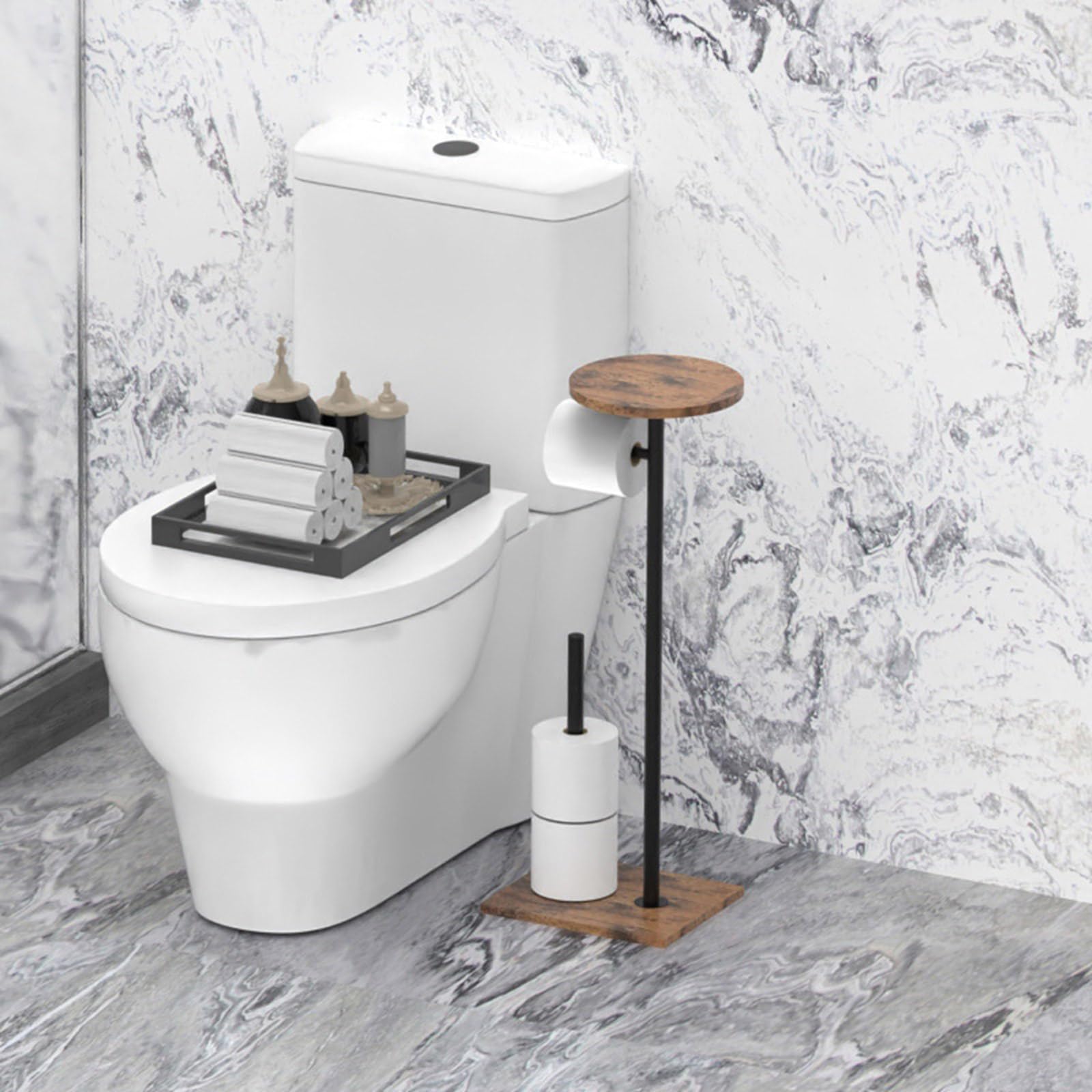 Porta fazzoletti da in legno, dispenser da bagno quadrato con piattaforma superiore, supporto stabile e indipendente per proprietario fazzoletti da bagno design per la casa