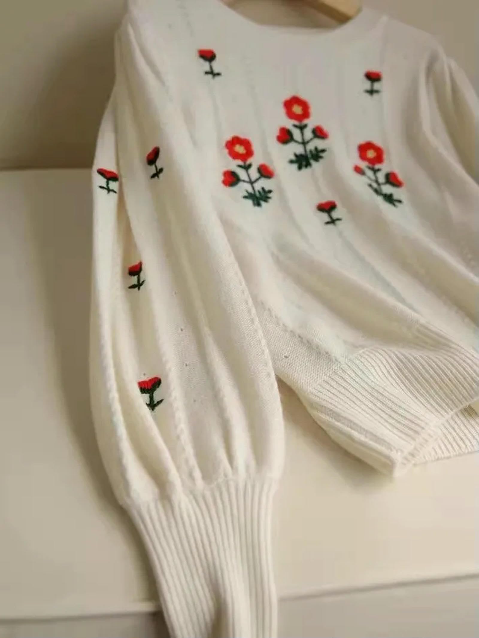 Sweter dla kobiet vintage dzianinowy sweter sweter damski rękaw latarnia okrągły dekolt dzianina topy eleganckie damskie skok