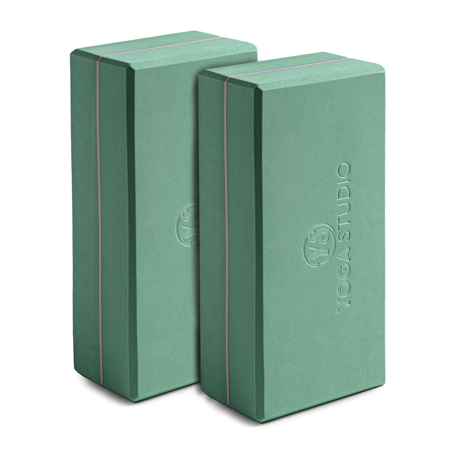 Yoga Studio Yoga Block High Density EVA Foam Gym Exercise Brick Twin Pack - Anti Slip, Bevelled Edges, Lightweight and Travel Friendly, Pilates Practice (Sage Green) — image 1