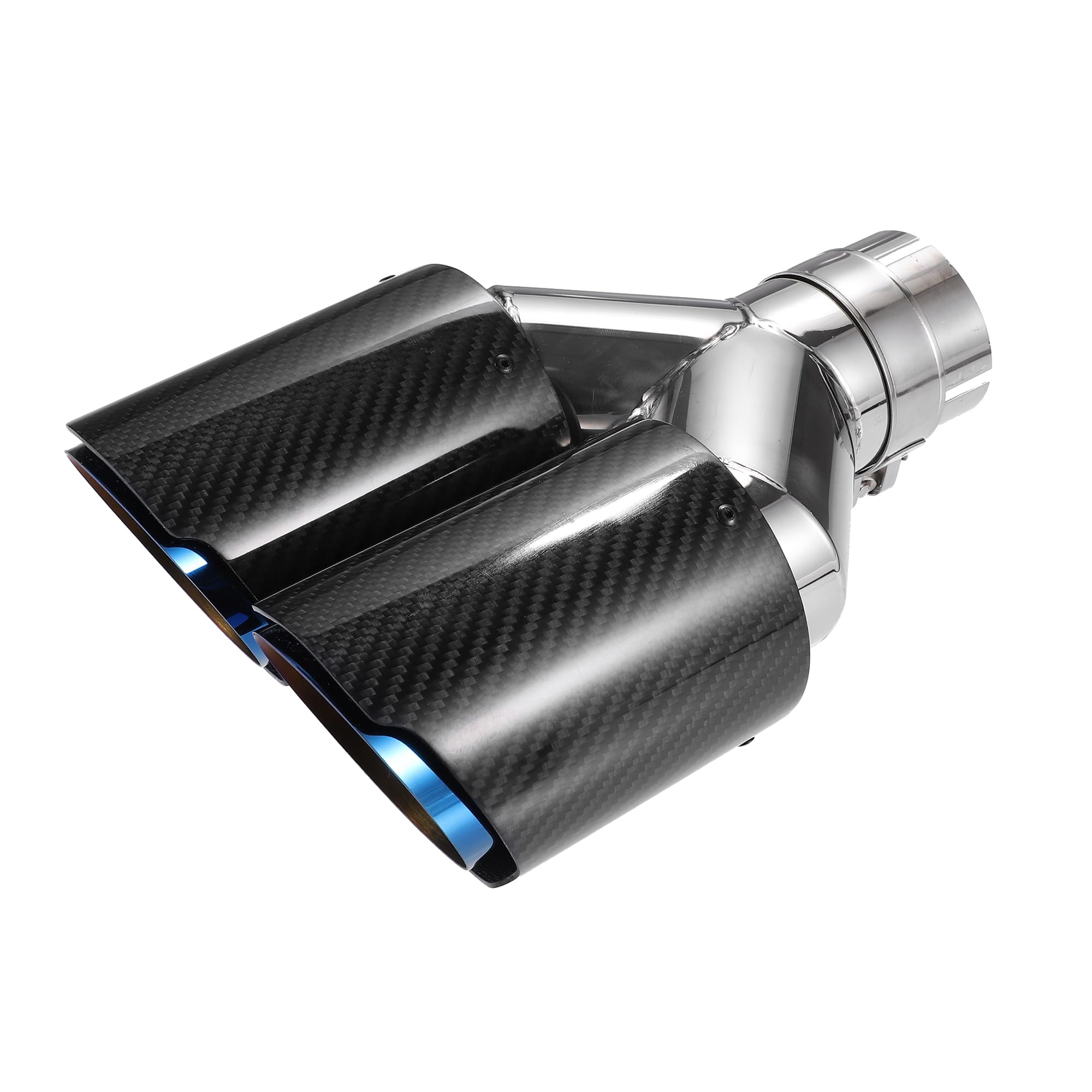 X AUTOHAUX Car Exhaust Tip 2.4'' Inlet 7.09'' Outlet Carbon Flame Blue Black