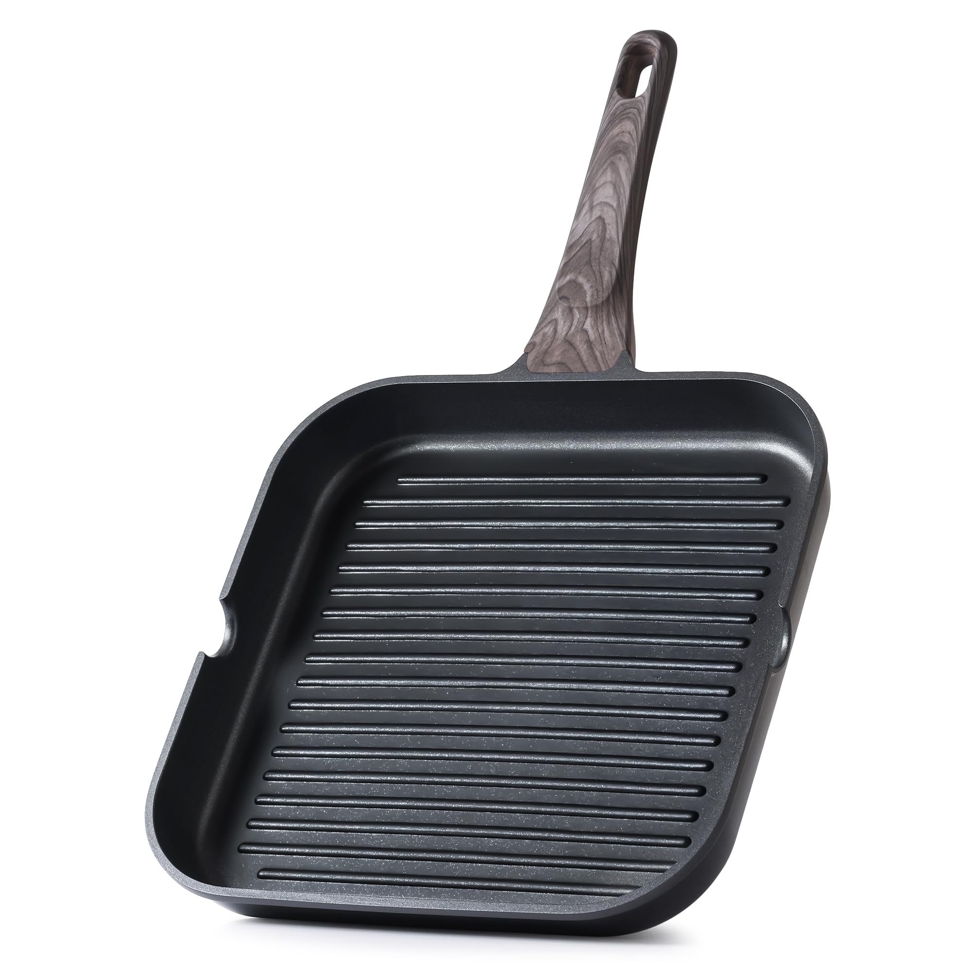 SENSARTE Nonstick Grill Pan for Stove Tops, Versatile Griddle Pan with Pour Spouts, Square Grill Pan for Big Cooking Surface, Durable Grill Skillet for Indoor &amp; Outdoor Grilling. PFOA Free, 11 Inch