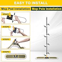 Vista 5 de Trapeadores de polvo comerciales de 24 pulgadas para limpieza de suelos con 2 almohadillas de repuesto para trapeador, fregona de polvo grande