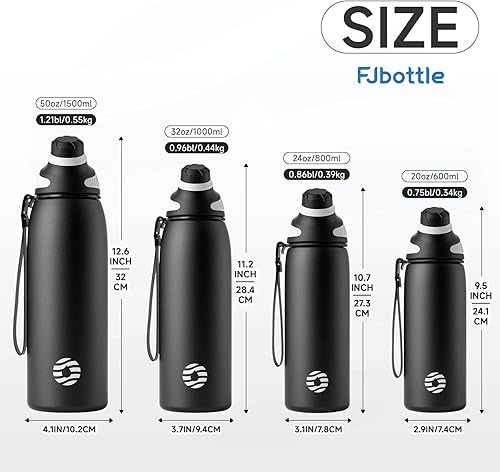 Miniatura 6 de Fjbottle Botella de agua deportiva aislada de acero inoxidable de 32 onzas, aislamiento al vacío de doble pared, sin BPA, sin popote, tapa 946ml
