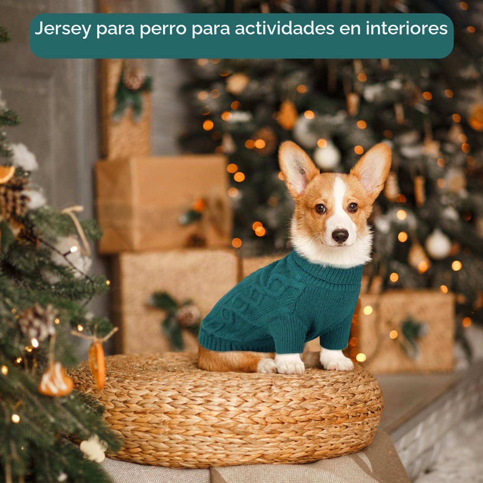 Jersey de punto para perros grandes, ropa cálida para mascotas para invierno al aire libre, suéter suave y grueso para Pit Bull, Lean Lab, Border Collie, verde pavo real, XXL