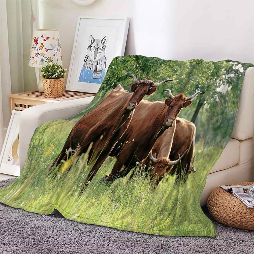 Koc leśny krowa koc na łóżko pojedyncze ciepłe miękkie koce na sofę flanelowe 180 x 200 cm na wszystkie pory roku