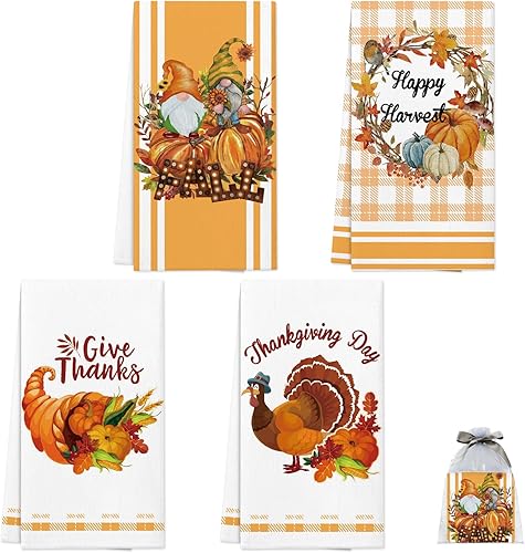Nialnant Toallas de cocina de Acción de Gracias, paños de cocina de calabaza Hello para secar platos, divertidos paños de cocina, regalos de
