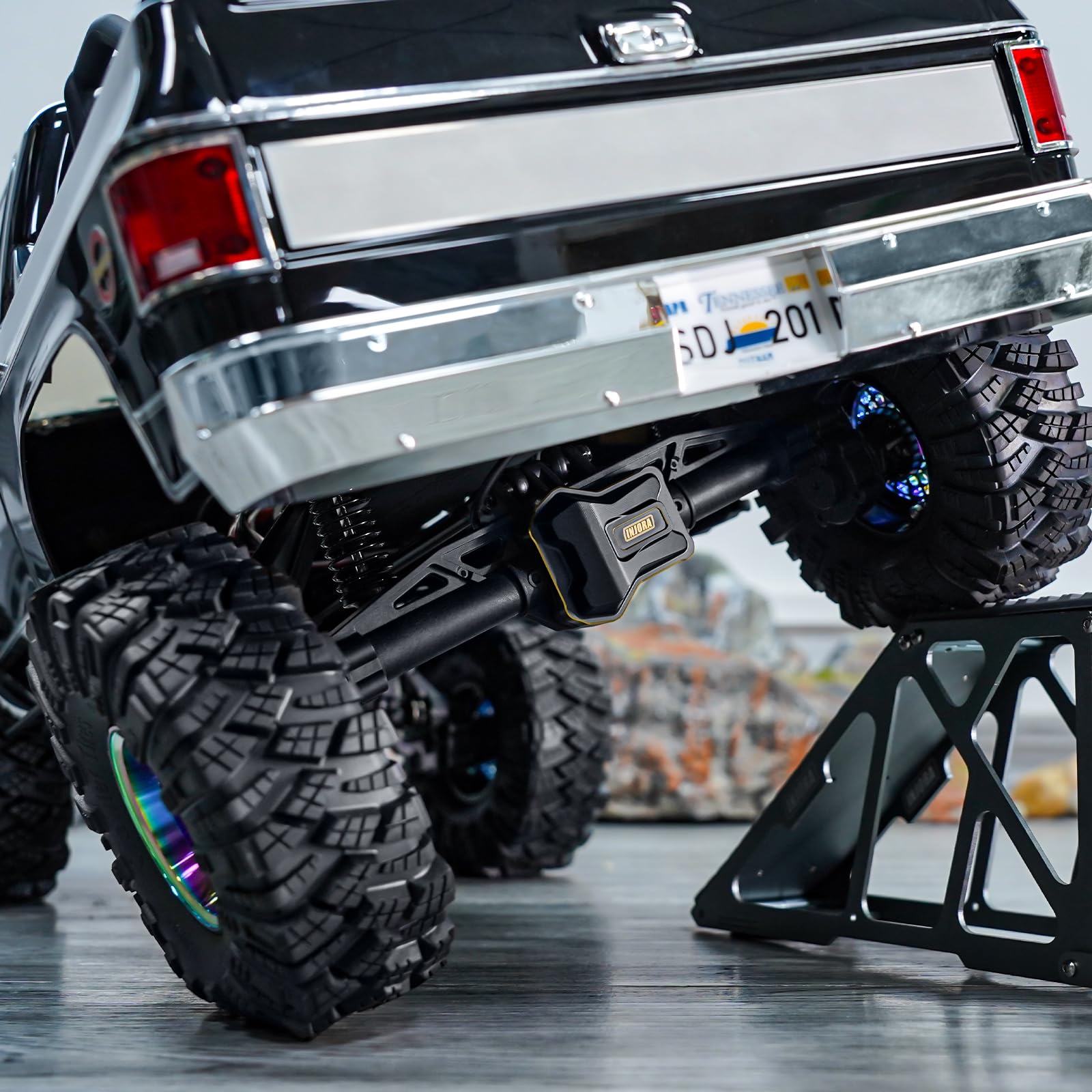 INJORA 61g Couvercle d'Axe Différentiel en Laiton Avec Revêtement Noir pour FMS FCX10 1/10 RC Crawler Upgrade