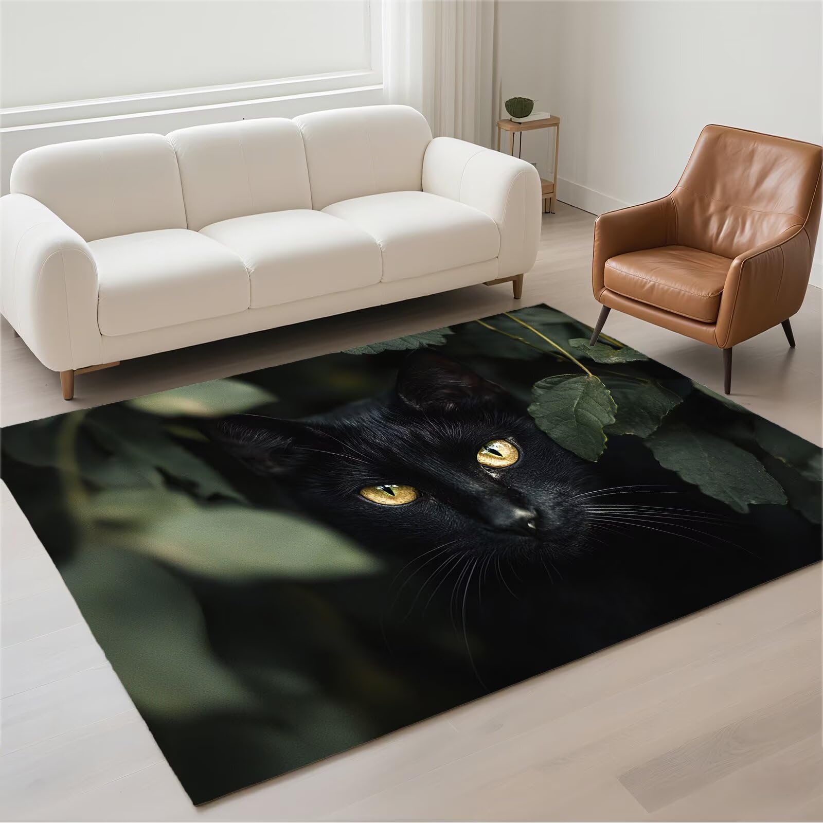 Tapis moderne noir 120x180cm à pile bouclée douce et envers antidérapant