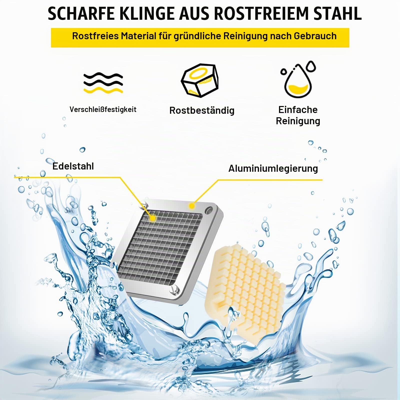 VEVOR Kartoffelschneider Pommes Frites Schneider Ersatz-Häckslermesser 6,4 mm, 3 x Ersatz-Häckslermesser & 6 x Zusätzliche Klingen Pommes Schneider Zubehör