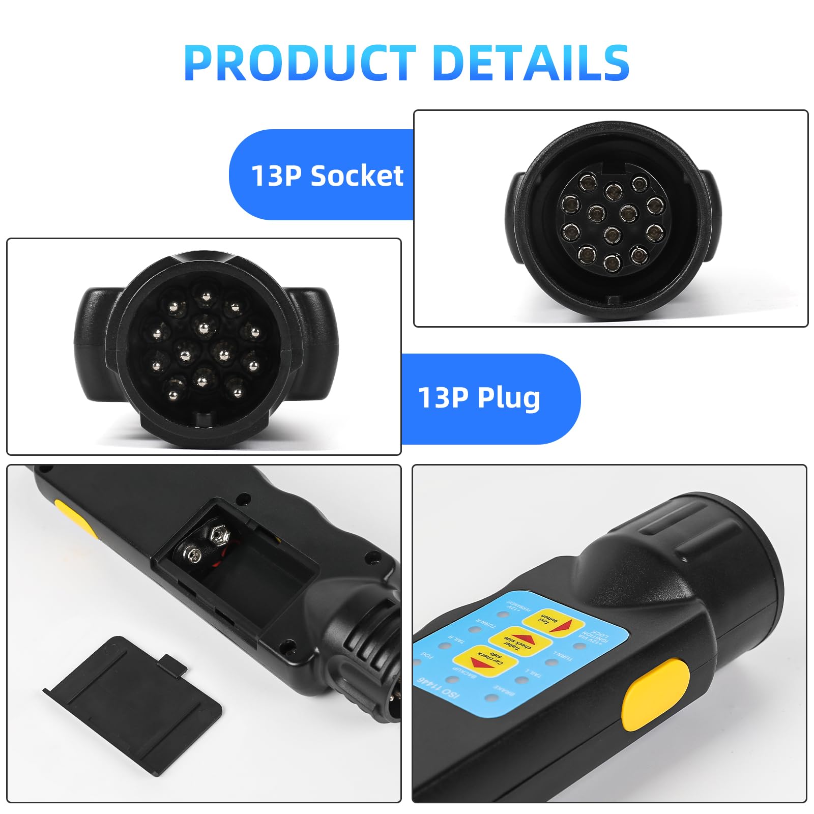 Qiping 13 Pin Trailer Light Tester 12V/24V Wiring Diagnostic Tester Trailer Plug Socket for Caravan Truck or Trailer - Image 4