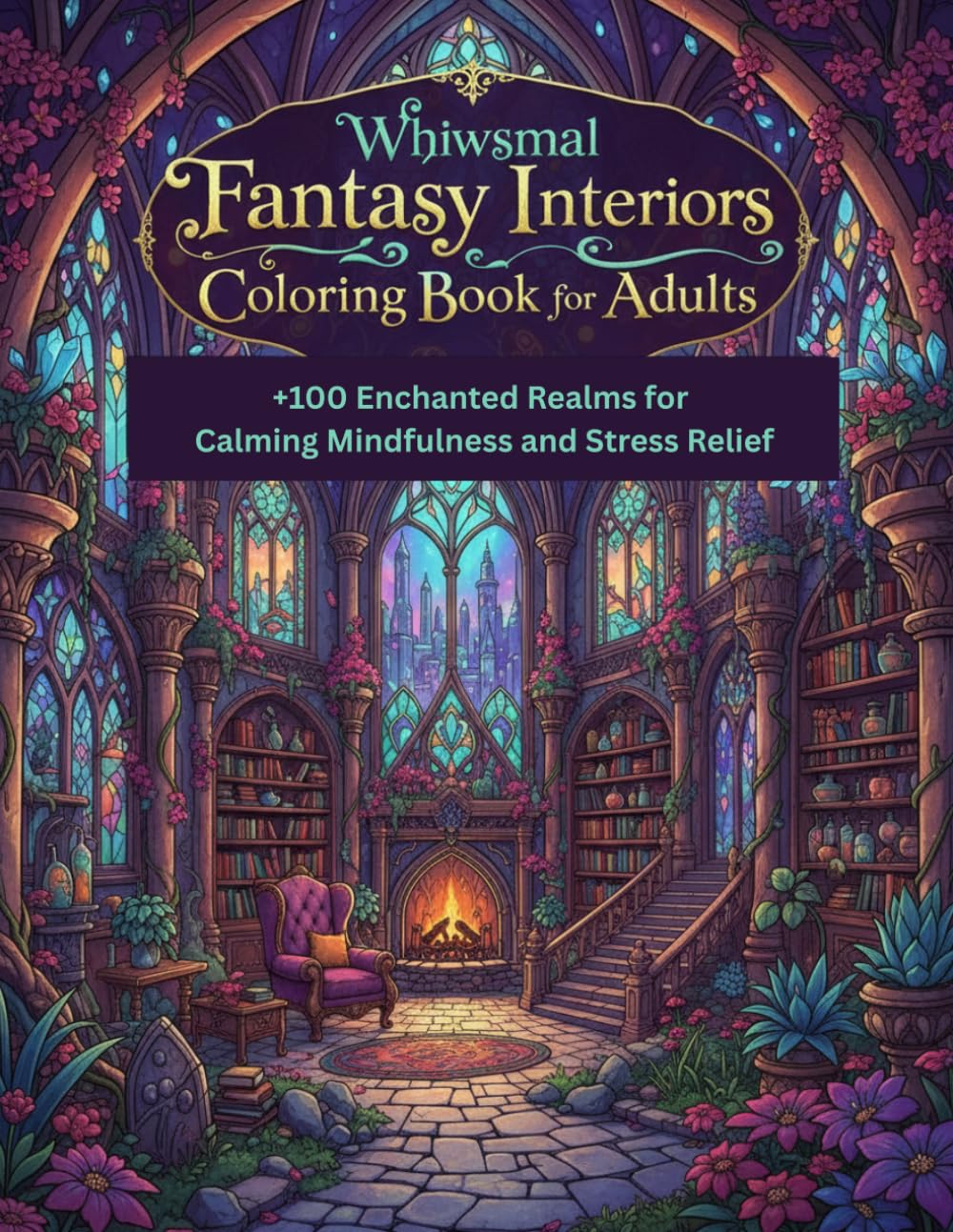Whimsical Fantasy Interiors Coloring Book for Adults: +100 Enchanted Realms for Calming Mindfulness and Stress Relief | Detailed Scenes Featuring ... (8.5x11) (Enchanted Interiors Collection)