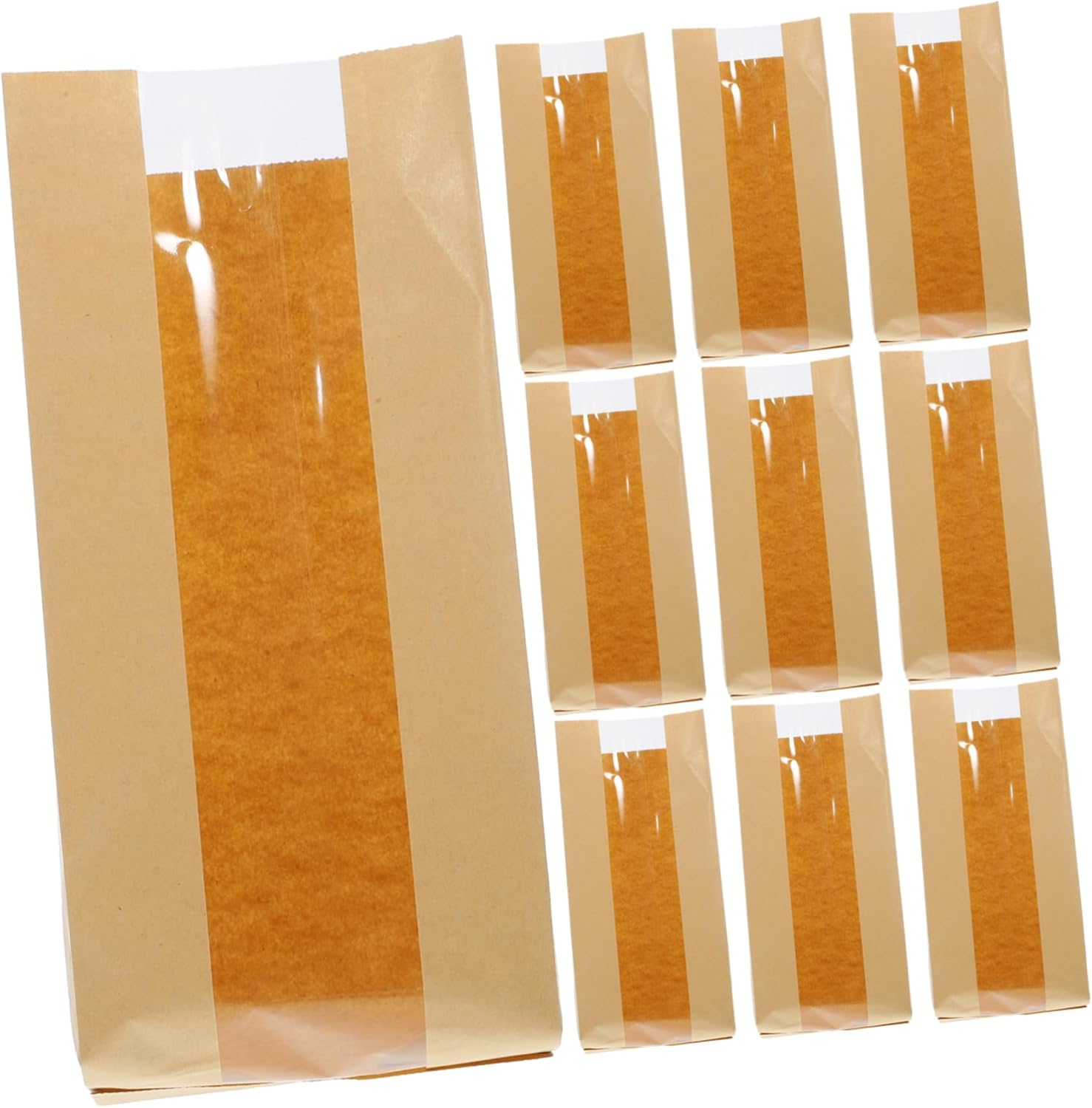 NOLITOY 100pcs Bread Paper Bags Window Reusable Bread Loaf Packaging for Homemade Storage Oil Bakery Bags