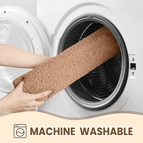 Miniatura 6 de TECHMILLY Alfombras de baño esponjosas de lujo (juego de 2 piezas), tapete de ducha de microfibra antideslizante, suave y absorbente, lavable y de