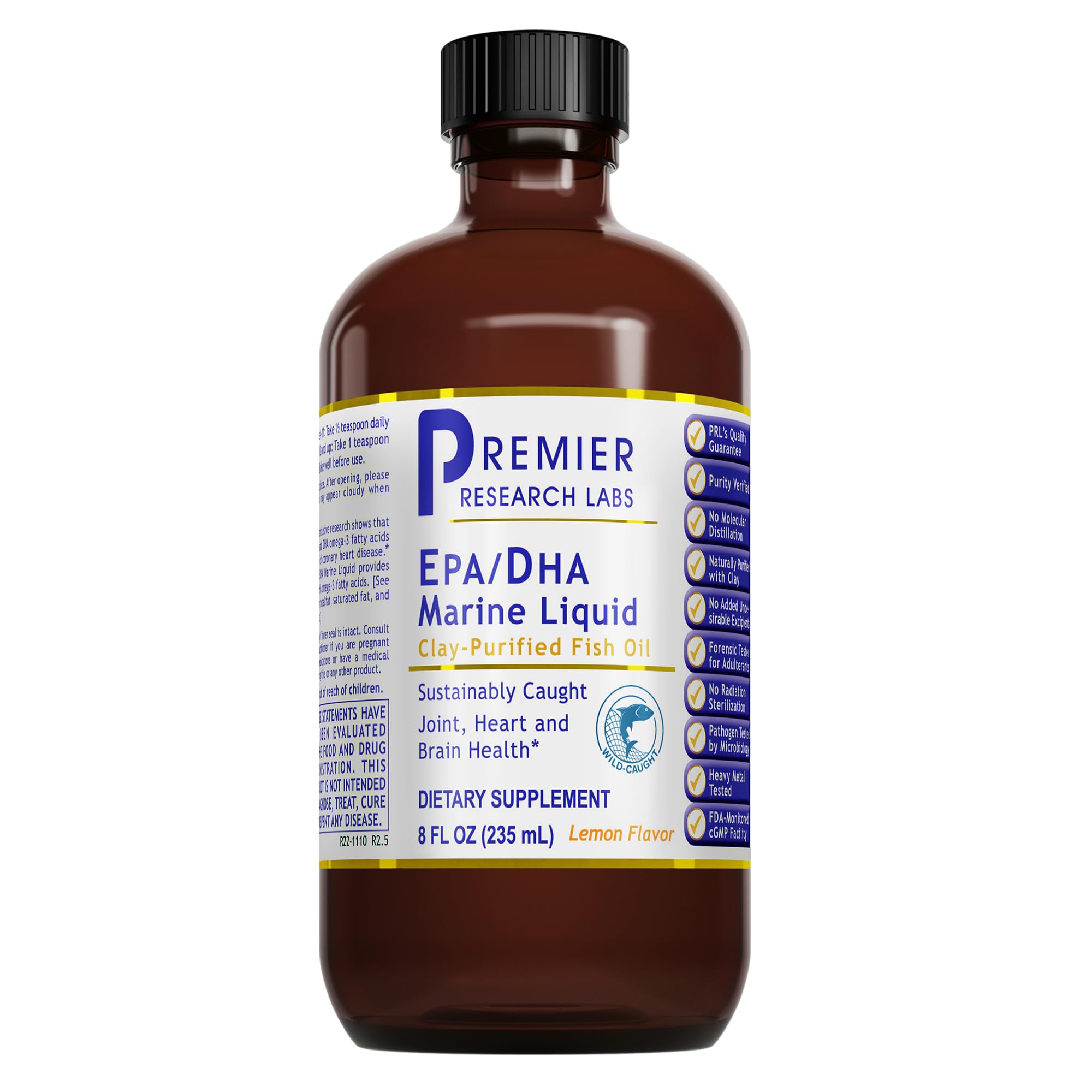 Premier Research Labs EPA/DHA Marine Liquid - Omega 3 Fish Oil Liquid, Omega 3 Liquid Fish Oil Supplement for Adults, Joint, Heart, & Brain Health