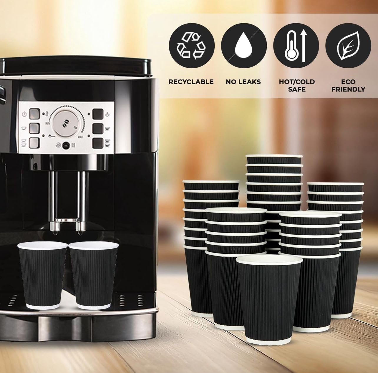 500 bicchieri di carta usa e getta a 3 strati, isolati, per tè, caffè, cappuccino, bevande calde
