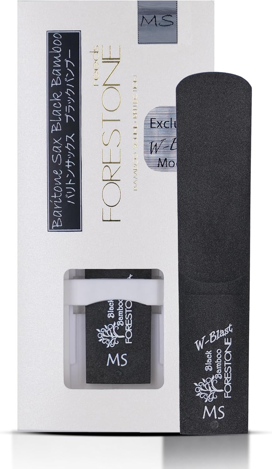 Forestone Black Bamboo W-Blast Synthetic Clarinet Saxophone Reed with Bamboo Fiber and Carbon Blend, French Filed Cut with Dark, Classical Sound Profile - Long-Lasting - Made in Japan
