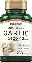 Vista 1 de Piping Rock Suplemento de ajo inodoro 250 cápsulas blandas Extracto de hierbas para mujeres y hombres Extra fuerte Sin OMG, sin gluten
