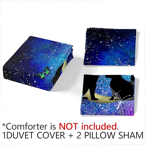 Miniatura 50 de Cartoon Cat Comforter Cover Set - Queen Size, Gradient Line Cat Bedding Set with Zipper for Kids Teens Boys Girls Adult Room Decor - 1 Quilt Cover 2