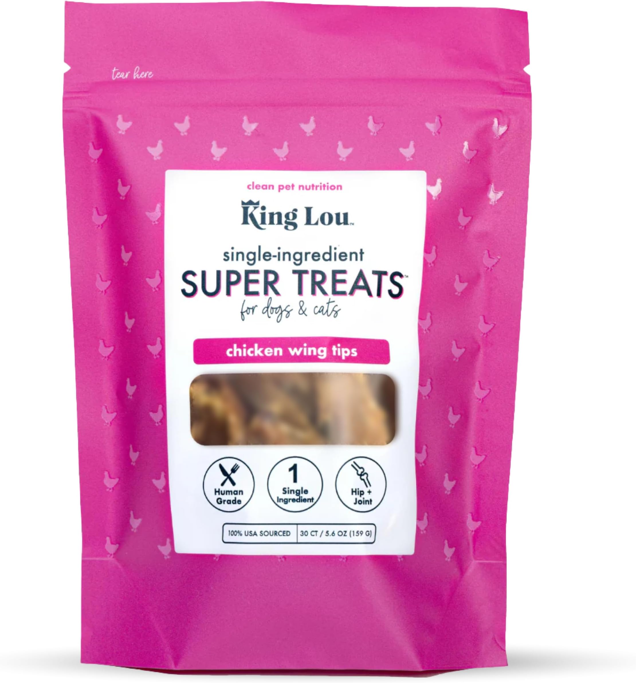 - Pets - Whole Chicken Wing Tips - Dehydrated Raw Chicken Dog & Cat Treats - USA-Made - Rich in Collagen, Glucosamine, Chondroitin for Hip & Joint Health - 30 Count