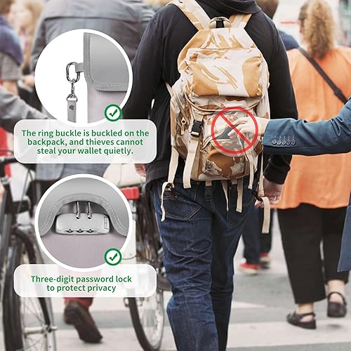 Miniatura 6 de Bolsa de dinero ignífuga de 4200F con cerradura, bolsa de documentos ignífuga con cremallera, 8 capas de aislamiento contra incendios, bolsa de