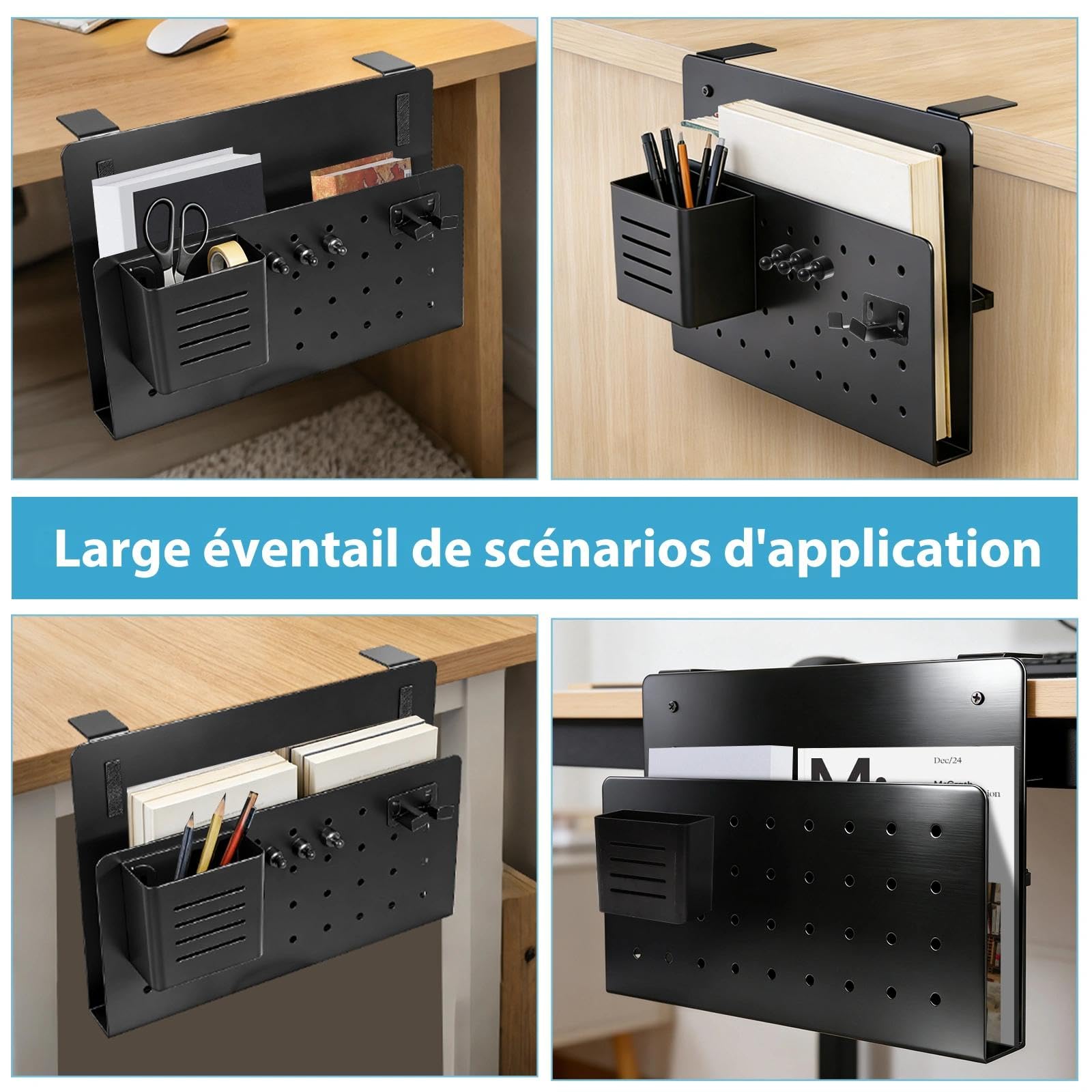 Contenitori Laterali per Scrivania, Supporto per Laptop Sotto Il Tavolo, Organizer Da Scrivania Sospeso Senza Forare, Con Ganci E Ganci per Cavi, Organizer per Ufficio E Home Office