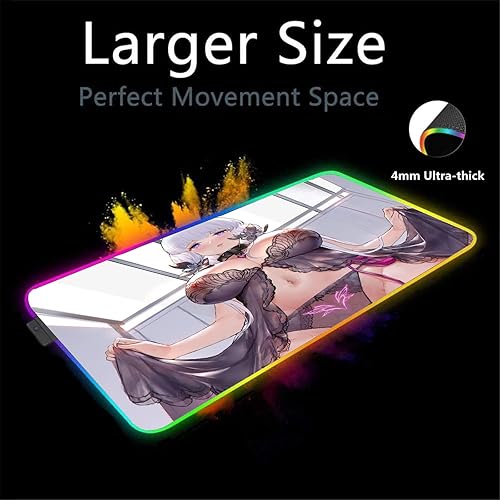 Miniatura 2 de Mouse Pads Sexy Anime Girl RGB Mouse Pad Large Pads XXL Gaming LED Desk Mat Backlight Protector Keyboard Gamer Pc Mause Pad 39.37 inch x19.68 inch