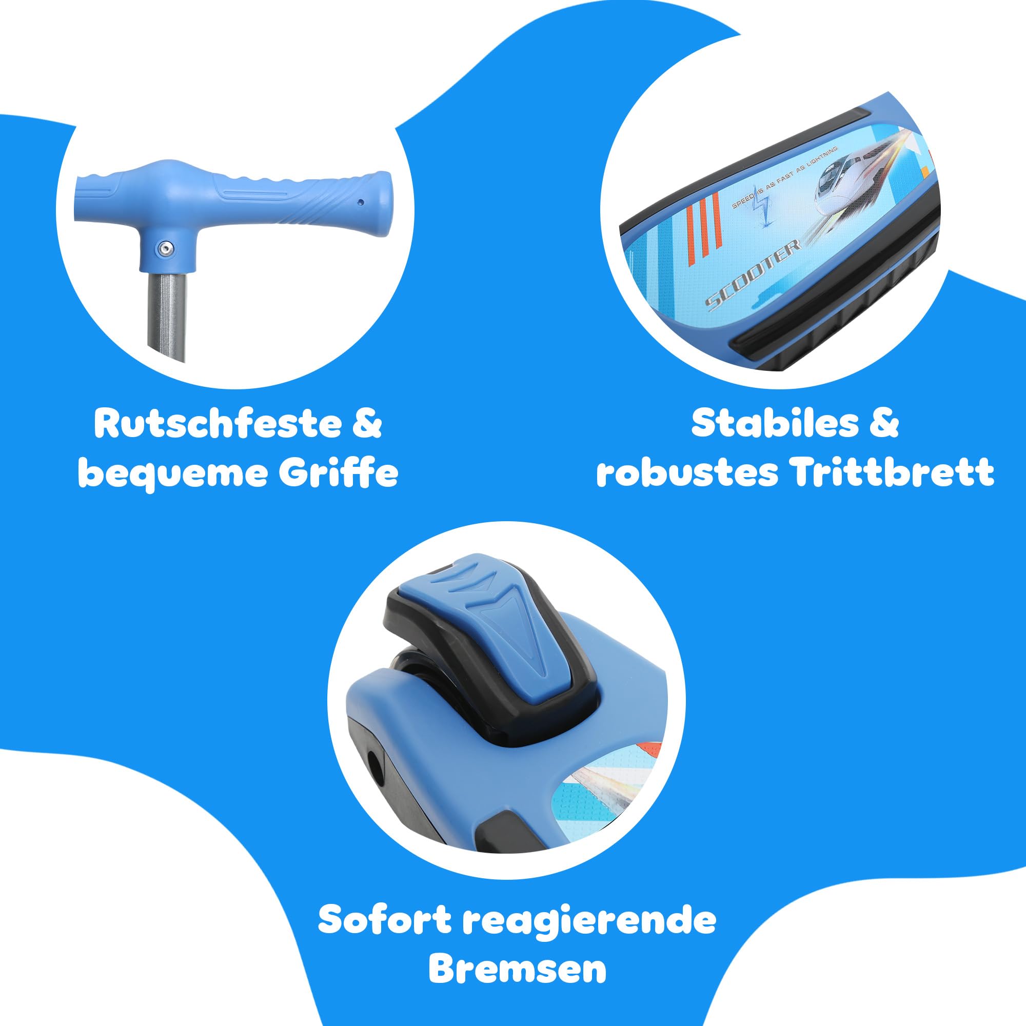 Habib Gruppe Train Scooter - Monopattino a 3 ruote, pieghevole, con 4 livelli di altezza, per ragazzi e ragazze, 3-8 anni (4 colori)
