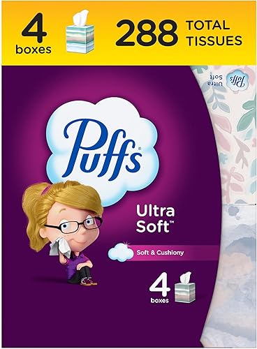 Miniatura 15 de Pañuelos faciales ultrasuaves sin loción Puffs, 1 cubo, 48 pañuelos por caja