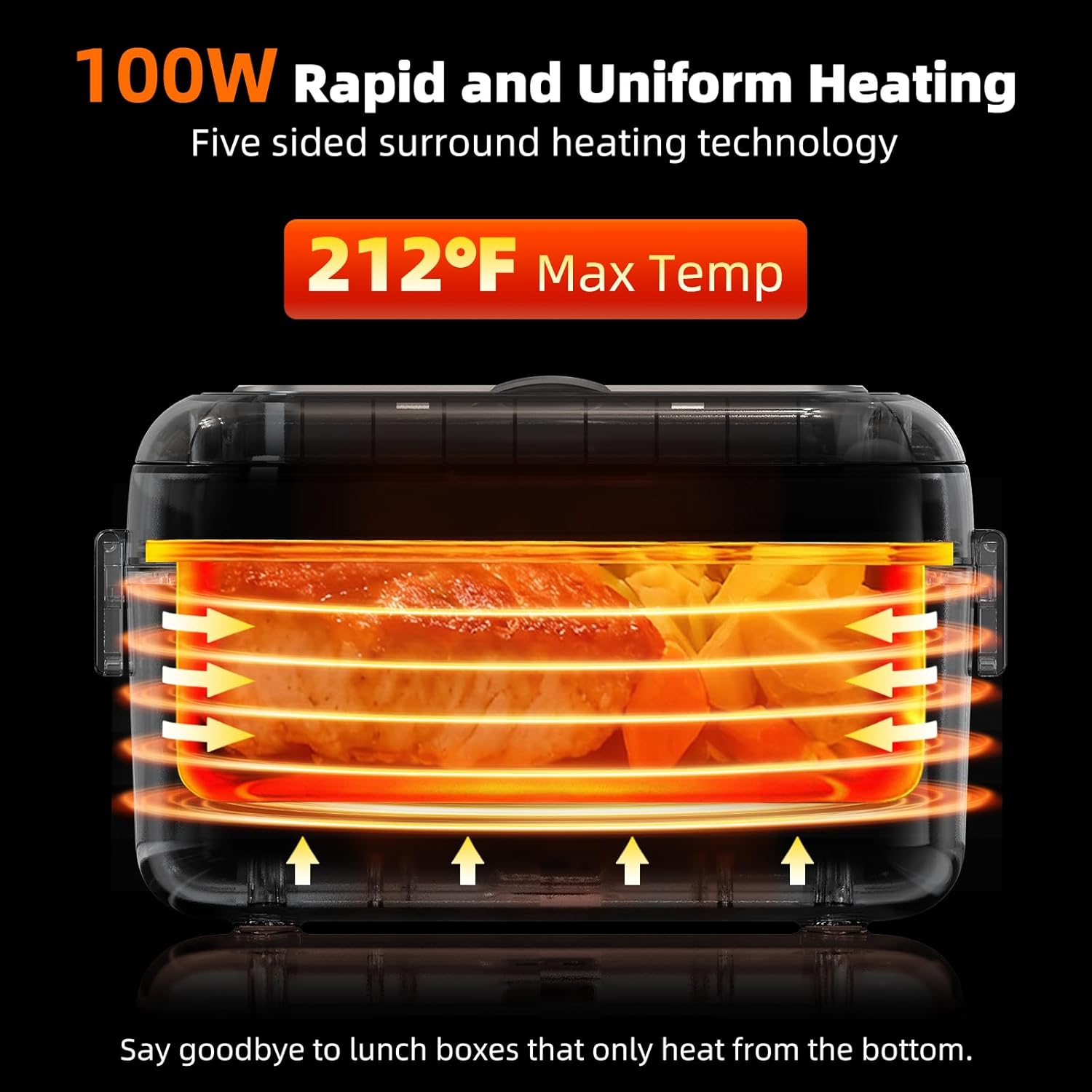 Cordless Heated Lunch Box for Men, 6.3 Cup 100W Electric Lunch Box Food Warmer with 27000mAh Battery for Self Heating, Including Cutlery, Insulated Bag and Divider for Women Adults(Black+White) - Image 3