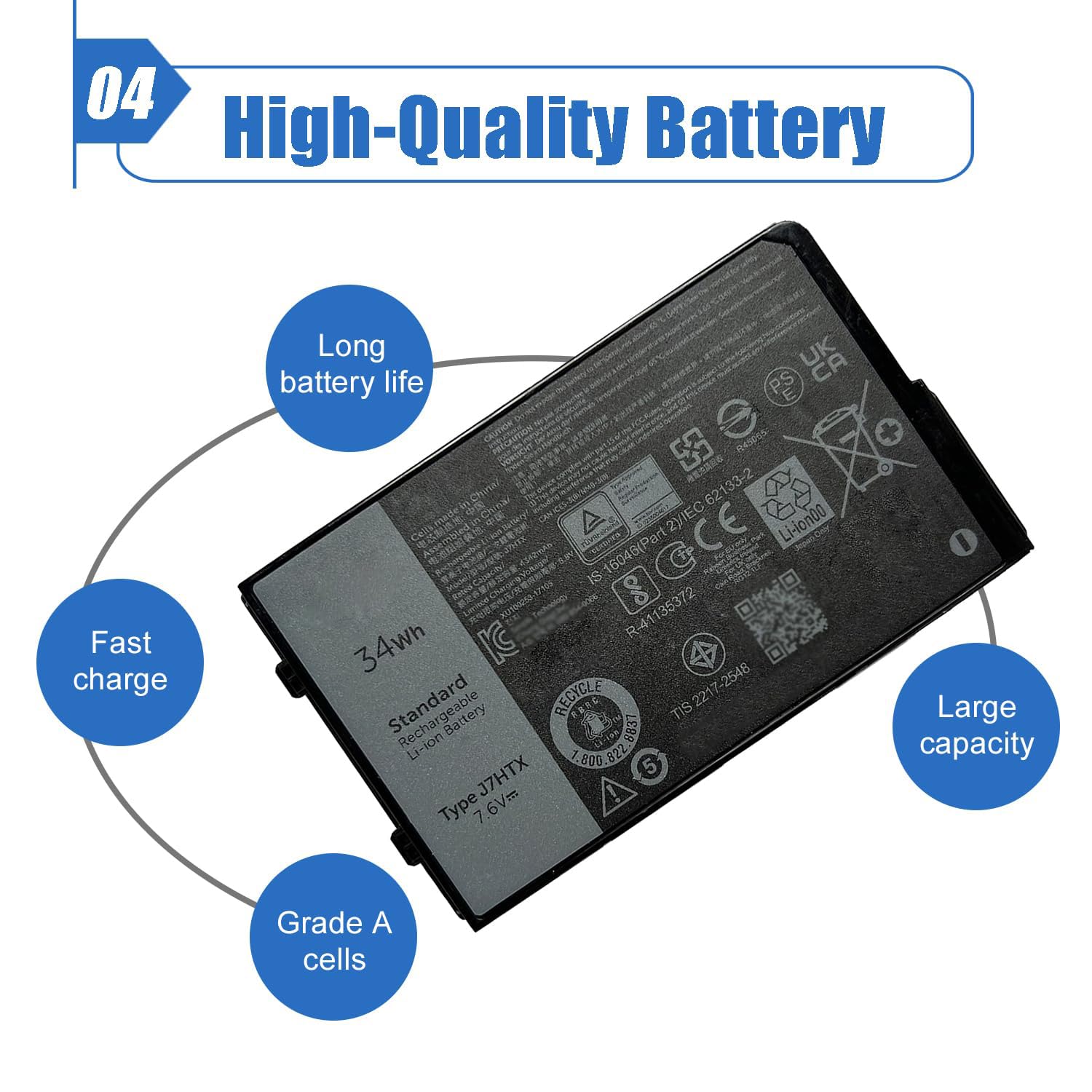 Amazon.com: 34Wh J7HTX 7XNTR Laptop Battery Replacement for Dell