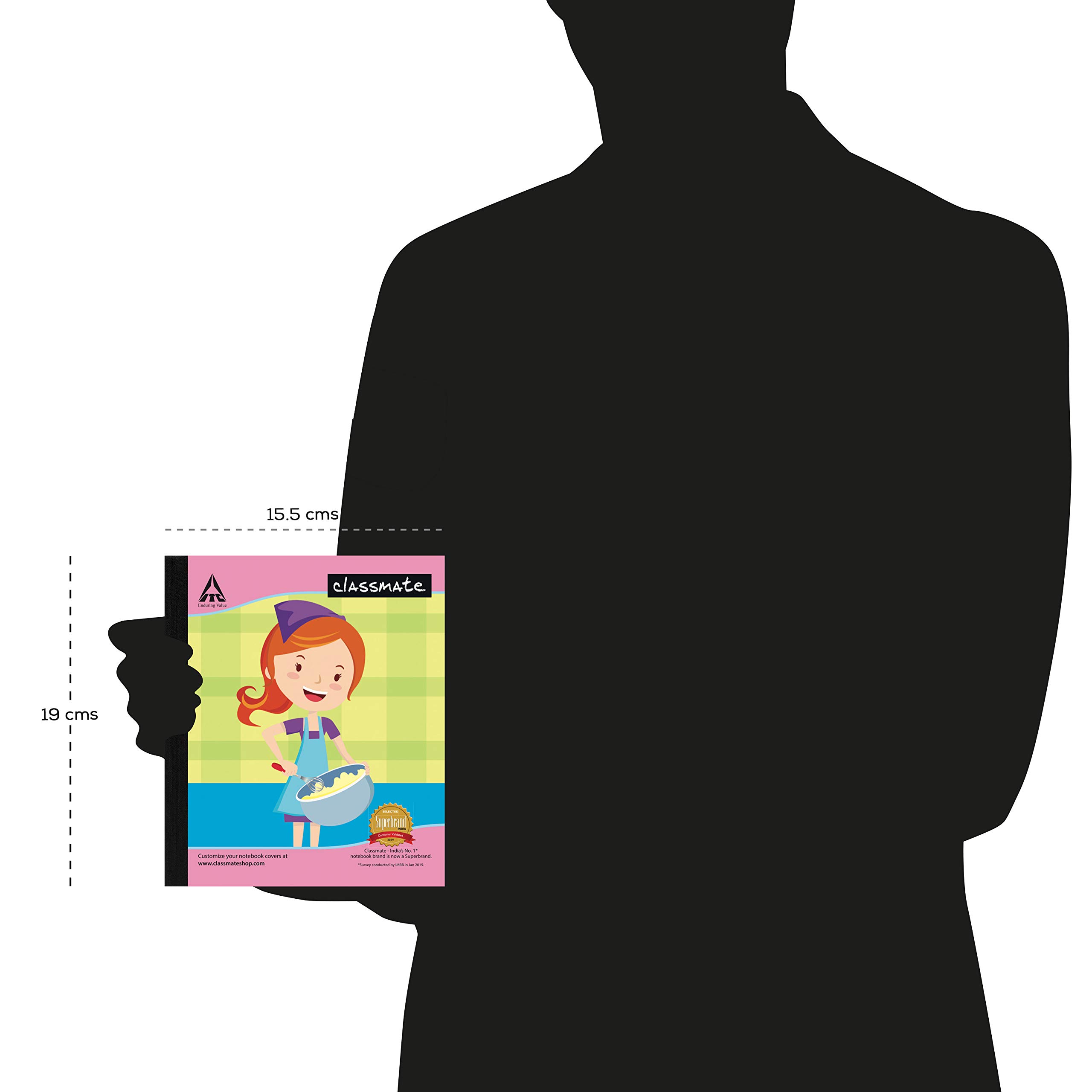 Classmate Notebook - Unruled, 172 Pages, 190 mm x 155 mm - Pack of 5 2