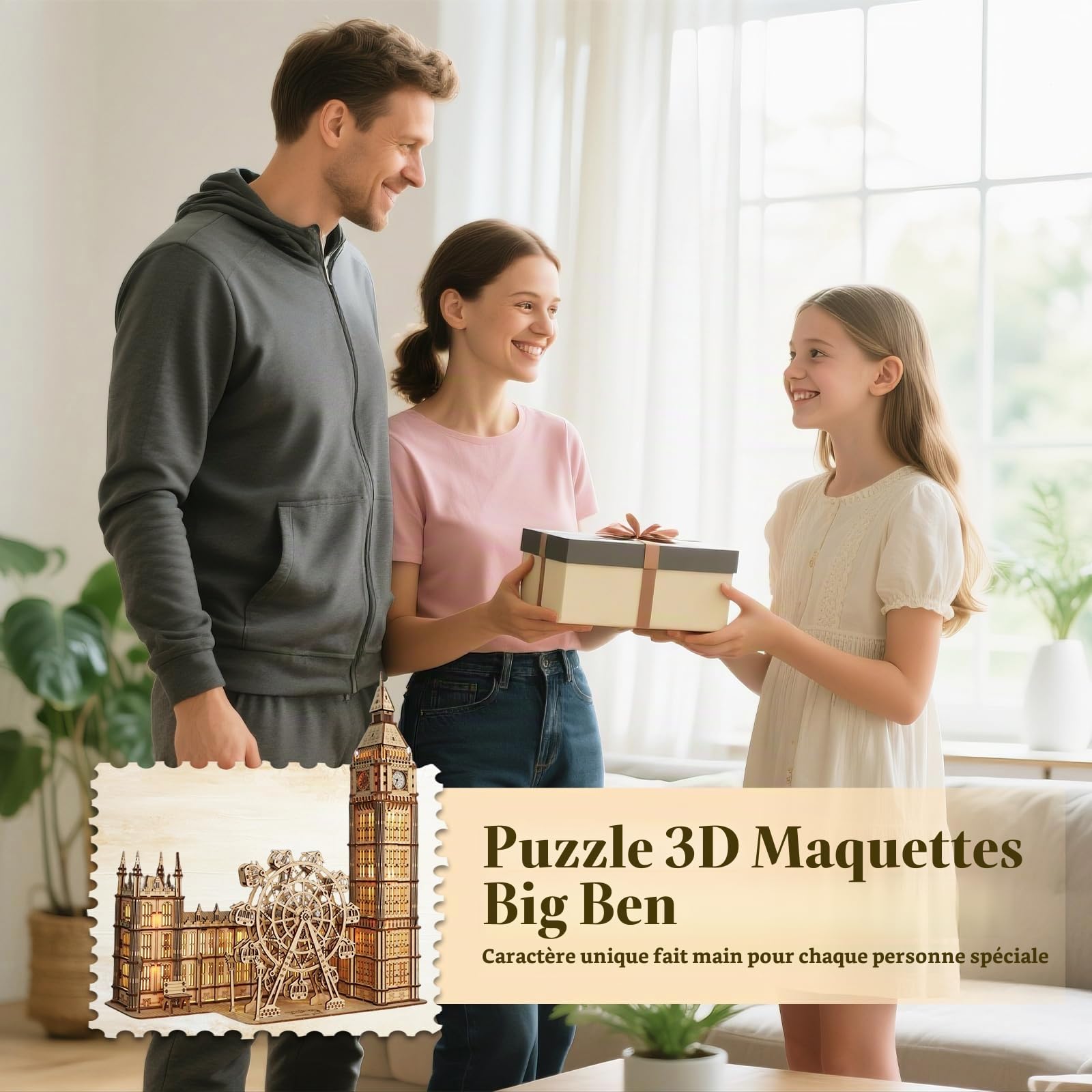 Puzzle 3D Big Ben en Bois avec Horloge Fonctionnelle - Maquette à Construire 306 Pièces pour Adultes - DIY sans Colle avec Grande Roue Mobile - Décoration Bureau & Salon - Cadeau Original Homme Femme