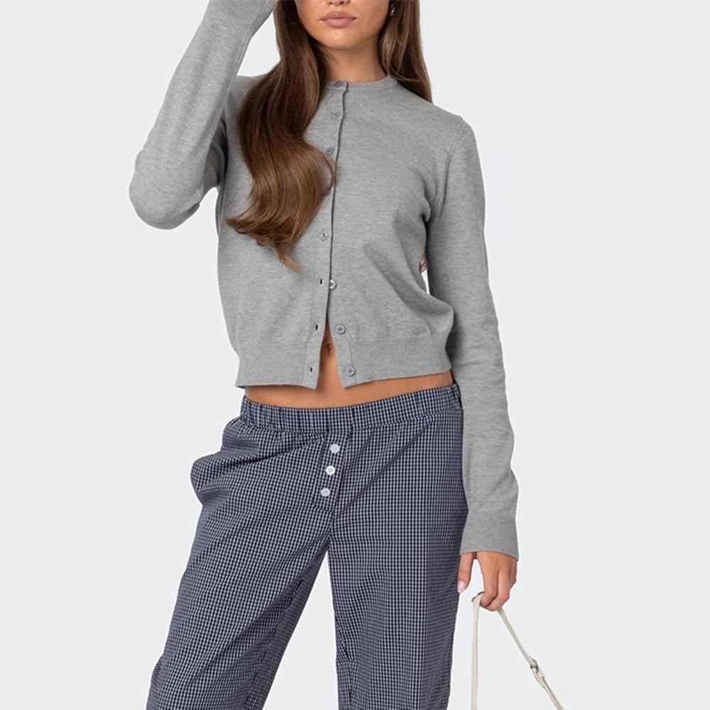 アウターその他 ROCKCAKE Square Logo Knit Cardigan Gray RC24KN00800 Shimmer Lady Cardigan Sweater For Women | Factory